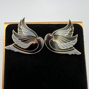 Black and Gold Swallow Wing Earrings - Women Jewelry Earrings